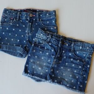 Kids Denim Shorts Set - Blue Polka Dot and Star Print